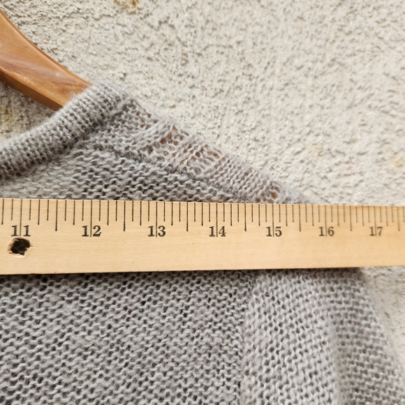 PRANA Womens Shelby Poncho Sweater Small Gray Wool Cable Knit Boho Fringe Top - Picture 7 of 10